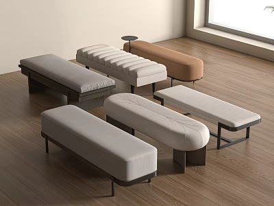 Modern Fabric Sofa Benches With Multiple Colors And Simple Design For Indoor Wooden Floor 3d model