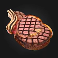 Juicy Grilled Ribeye Steak With Crosshatch Grill Marks And Brown Crust