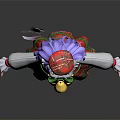 Festive 3D Female Character With Purple Hair Red Hat Green Bow And Red Plaid Skirt