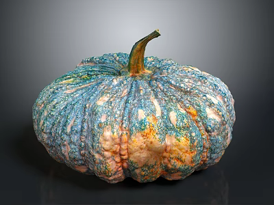 Unique Vibrant Colorful Textured Pumpkin With Blue Orange Green Speckled Rind 3d model