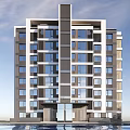 Modern Residential Building Simple Multi-storey Residence 3d model