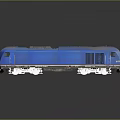 Blue Train Locomotive with Shiny Metallic Finish Detailed Exterior Top Equipment Wheels on Reflective Surface