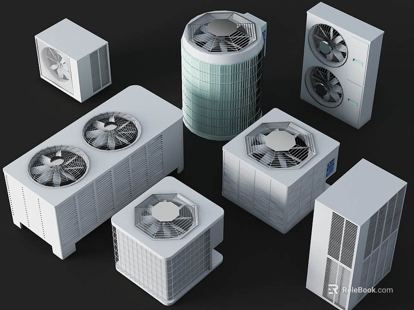 Public Facilities Equipped With Multiple Air Conditioning Units And Ventilation Systems 3d model 