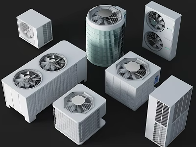 Public Facilities Equipped With Multiple Air Conditioning Units And Ventilation Systems 3d model
