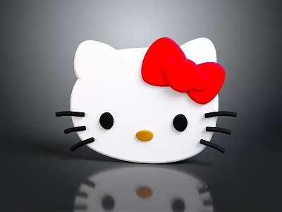 Cute Hello Kitty Shaped Children's Furniture With White Head Red Bow And Black Whiskers 3d model