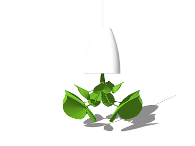 Stylish White Hanging Planter With Lush Green Leaves For Indoor Decoration 3d model