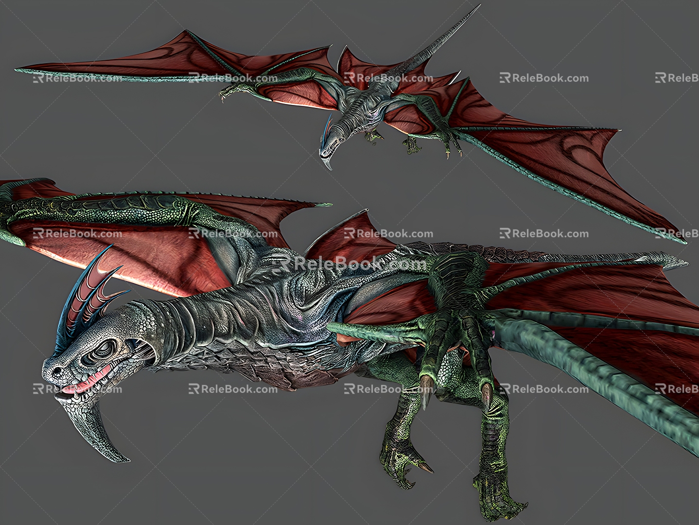 Flying Dragon Realistic Game Dragon Wings Monster Flying Dragon Pterodactyl Flying Animal 3d model