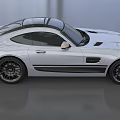 Mercedes Silver Sports Car with Black Stripes and Sporty Exterior Design