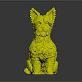 Detailed Yorkshire Terrier Sculpture in Sitting Pose with Realistic Fur Texture