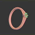 Orange Gold Ring Featuring Central Gemstone With Diamond Accents Design 3d model