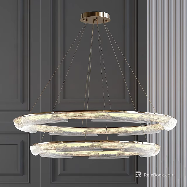 Modern Double Circular Chandelier With Transparent Rings And Soft Lighting For Interior 3d model 