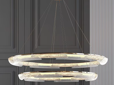 Modern Double Circular Chandelier With Transparent Rings And Soft Lighting For Interior 3d model