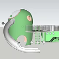 Green Themed Playground Equipment With Slide Elevated Platform Stairs And Fun Design