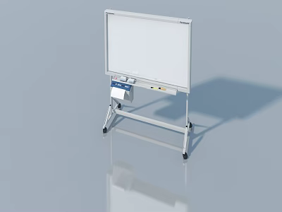 White Mobile Swing Door With Stand Wheels And Control Panel For Office Use 3d model