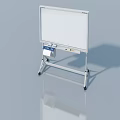 White Mobile Swing Door With Stand Wheels And Control Panel For Office Use 3d model