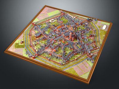 European-style aerial view of residential area urban sand table sand table 3d model