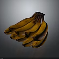 Fresh Ripe Yellow Banana Bunch With Brown Spots On Dark Background
