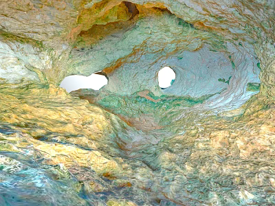 Cartoon Style Colorful Cave Interior With Round Holes And Textured Surfaces 3d model