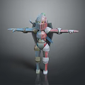 Colorful Armored 3D Game and Movie Character With Helmet and Extended Arms