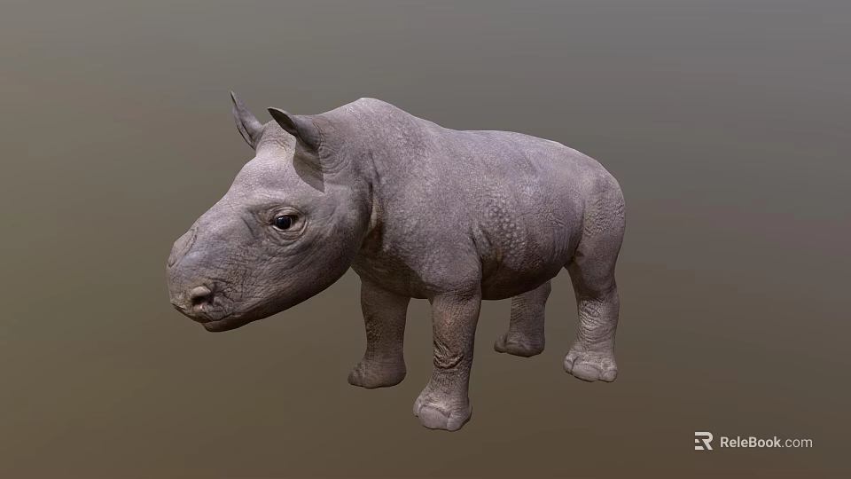 3D Render Of Gray Reptile Standing On Brown Background With Detailed Skin Texture 3d model 