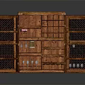 Wooden Wine Cabinet With Lattice Doors Multiple Shelves And Wine Glasses Storage