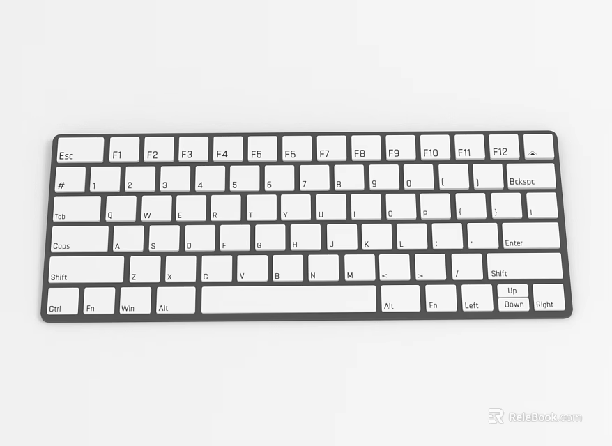 Sleek Modern Computer Keyboard With White Keys And Black Frame Design 3d model 