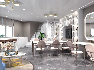 Elegant Luxury Beauty Hair Salon Interior With Comfortable Seats And Styling Stations 3d model
