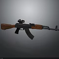 Classic Assault Rifle With Wooden Stock Metal Barrel And Attached Scope