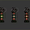Three Colorful Grenades With Green Blue Red Circular Patterns And Metal Design