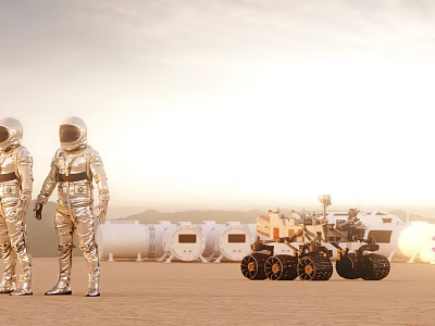 Cartoon Scene With Astronauts And Space Rover 3d model Cartoon Scene With Astronauts And Space Rover 3d model