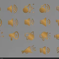 Stylish Wall Decor Featuring Multiple Golden Speaker Icons On Dark Background