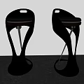 Modern Stylish Black Bar Stools With Unique Curved Base And Leather Seat 3d model