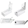 Modern Bathtub Designs With Glass Screens Shower Fixtures And White Finish