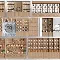 Wooden Storage Shelves Multi Tier Design With Various Layouts For Display And Organize Items