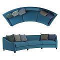 Blue Sectional Sofa With Multiple Decorative Accent Pillows For Living Room 3d model