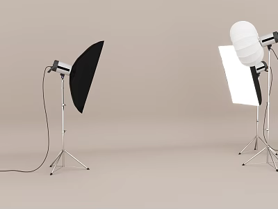 Professional Photography Studio Lighting Setup With Softbox Sphere Reflector And Tripod Stands 3d model