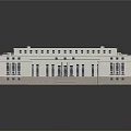 Scenic View of Classical White Building Featuring Green Roof Dome Columns and Water Reflection