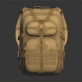 Light Brown Outdoor Backpack With Multiple Straps And Utility Pockets 3d model