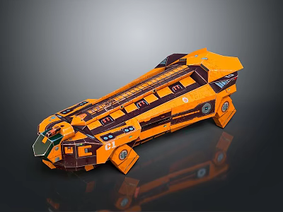 Futuristic Orange Sci Fi Mechanical Vehicle Design With Detailed Panels And Support Structures 3d model