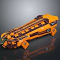 Futuristic Orange Sci Fi Mechanical Vehicle Design With Detailed Panels And Support Structures