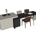 Modern Island Table Dining Table and Chair Combination Single Chair Dining Chair 3d model
