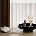 Cozy Window Sill Setup With Black Tray Perfume Bottle And Open Magazine