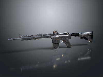 Modern Tactical Rifle Featuring Transparent Body And Durable Metal Barrel Components 3d model