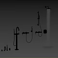 Modern Bathroom Faucet with Stainless Steel Finish and Handheld Shower on Black Wall