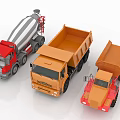 Various Types of Utility Vehicles Including Concrete Mixers Dump Trucks and Bulldozers