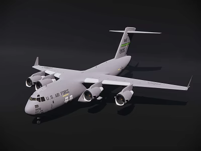 U.S. Navy Military Airplane Model with Four Engines and Wing Structure 3d model