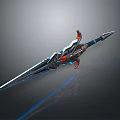 Futuristic Sword With Sharp Blade And Intricate Red Blue Mechanical Design 3d model