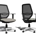Modern Office Chairs With Mesh Backrests Beige Seats Black Frames And Wheels 3d model