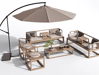 New Chinese Style Outdoor Sofa 3d model