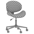 Modern Office Chair with Black Leather Seat and Wooden Backrest on Five Star Caster Base